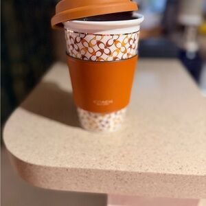 Coach Signature Pattern Orange Travel Mug